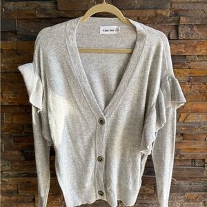 Line & Dot Heather Gray Ruffle Cardigan